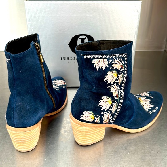 Sundance Blue Embroidered Ankle Boots - Picture 7 of 7